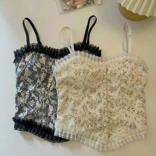 Áo hai dây ren khuy ngọc Corset siêu xinh