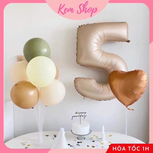 Bóng số sinh nhật màu nâu tông Hàn Quốc size đại 32'' chụp hình, trang trí sinh nhật - Kem Shop K225