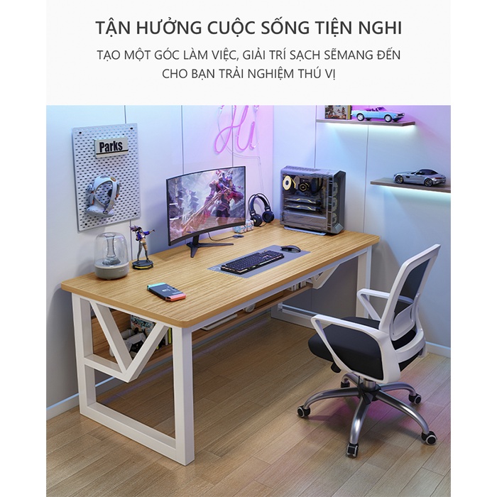 Ảnh Bàn gaming, bàn làm việc có kệ để đồ khung thép mặt gỗ mdf phủ melamin thương hiệu IGA - Gm68 3