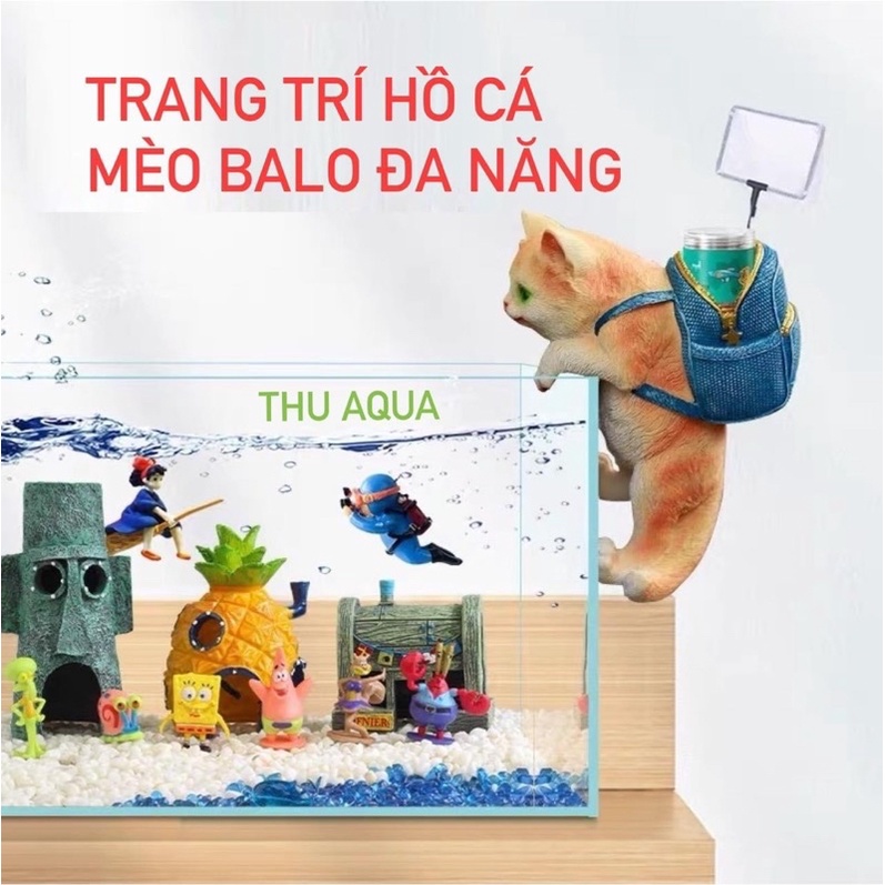 Trang trí bể cá mèo balo đa năng