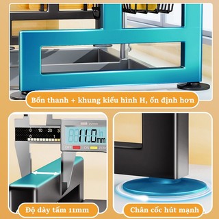 Gslife Kệ Tủ Nhà Bếp Có Nắp Đậy Đa Năng Trên Bồn Rửa Thép Carbon 2 Tầng Đen Chống Bụi Tiết Kiệm Không Gian