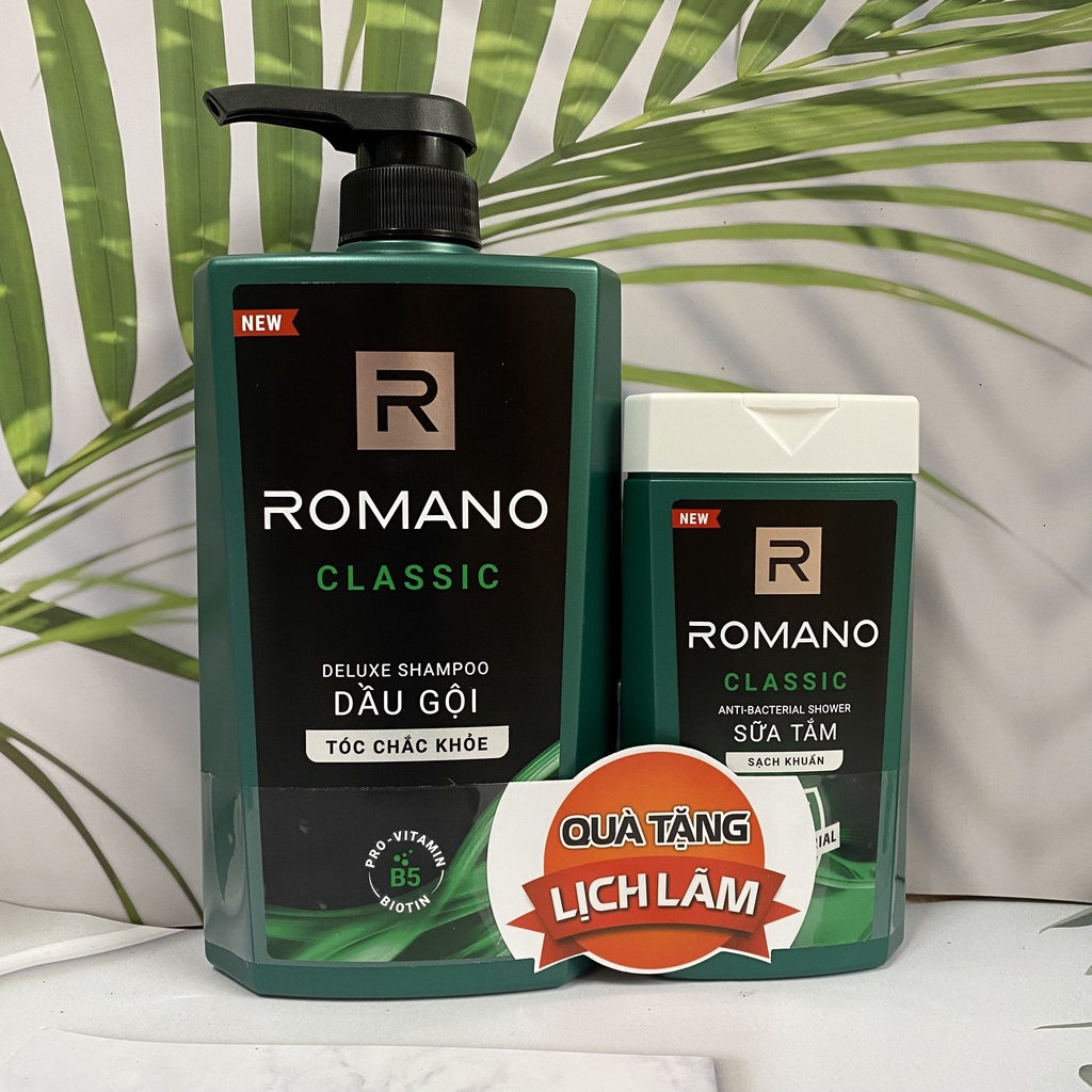 Dầu gội đầu Romano Classic tóc chắc khoẻ 650g tặng kèm sữa tắm Romano ...