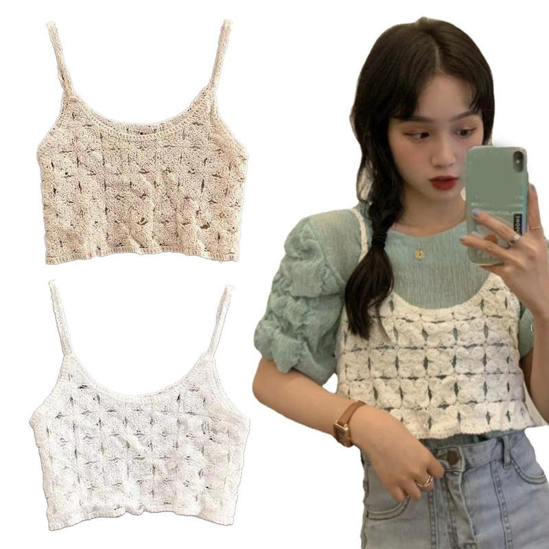 Áo Kiểu Croptop Dệt Kim Khoét Lỗ Hai Dây Mảnh Họa Tiết Kẻ Ô Hoa Phong Cách  Boho Đi Biển Dành Cho Nữ | Shopee Việt Nam