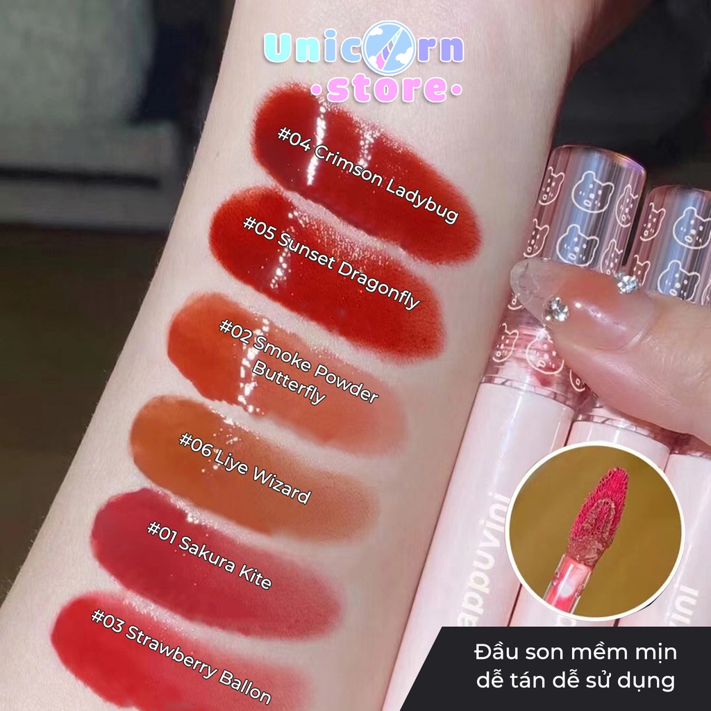 Son Tint Bóng Lì Gấu Hồng Pastel Cappuvini Bubbly Bear Lip Glaze CP74