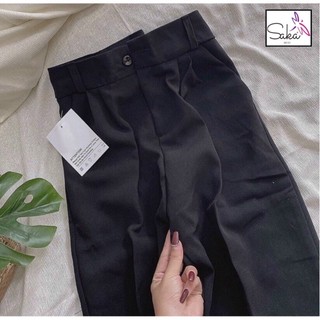 Quần tây đen nữ trơn phong cách ulzzang dáng baggy công sở , quần tây đen nữ học sinh saka shop