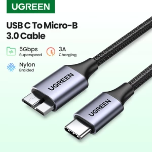 Cáp Ugreen USB C sang Micro B 3.0 5Gbps 3A Dây đồng bộ dữ liệu nhanh cho Macbook Đĩa cứng HDD Vỏ SSD USB Loại C Cáp Micro B