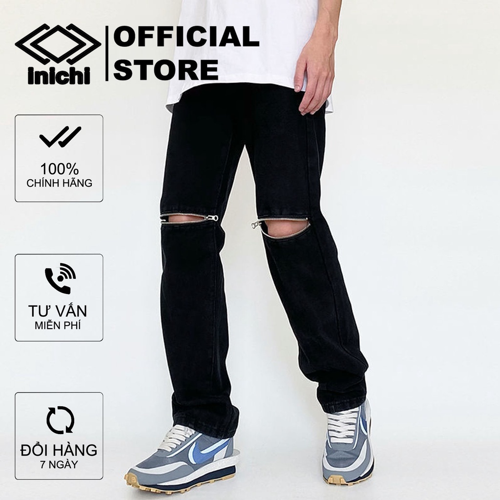 [Mã BMLT30 giảm đến 30K đơn 299K] Quần baggy jeans thời trang INICHI Q1101 khóa gối
