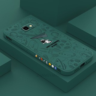 Ốp lưng silicone TPU mềm Samsung J4/J6/J7 họa tiết phi hành gia, dây đeo