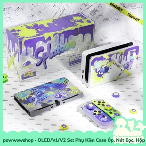 Oled/V1/V2 Set Phụ Kiện Case Ốp, Nút Bọc, Hộp Băng Dành Cho Nintendo Switch Splatoon 3 Transparent