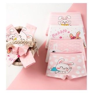 [T12 Combo 4 quần chíp] Quần lót bé gái Maruka Fashion hình thỏ hồng ngộ nghĩnh, quần chip đùi bé gái 6-42kg