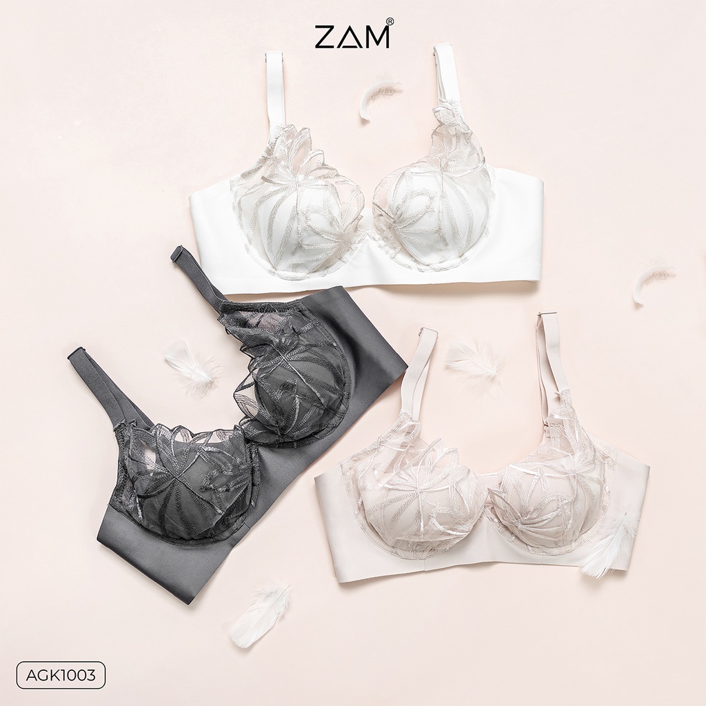 Áo lót ZAM Luxury – AGK1003 – Áo lót đúc su phối ren gọng đệm mỏng
