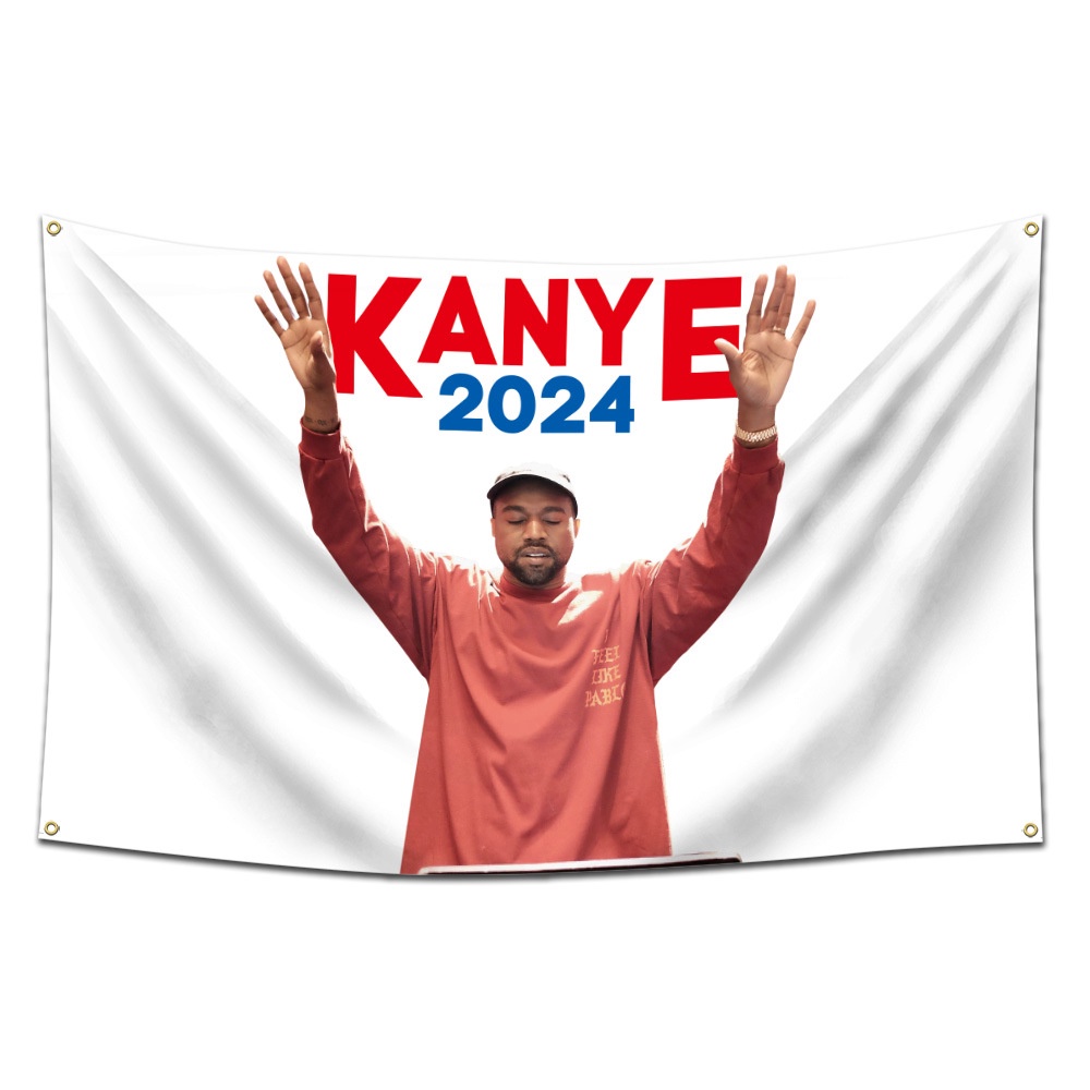 ST2 2024 Cuộc bầu cử tổng thống Mỹ rapper kanye phông nền vải cờ biểu ngữ Trang trí nội thất polyester hình hangin