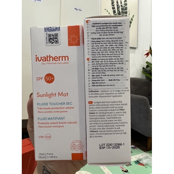 Kem chống nắng Ivatherm Sunlight SPF 50+ chống tia UV, ngăn ngừa lão ...