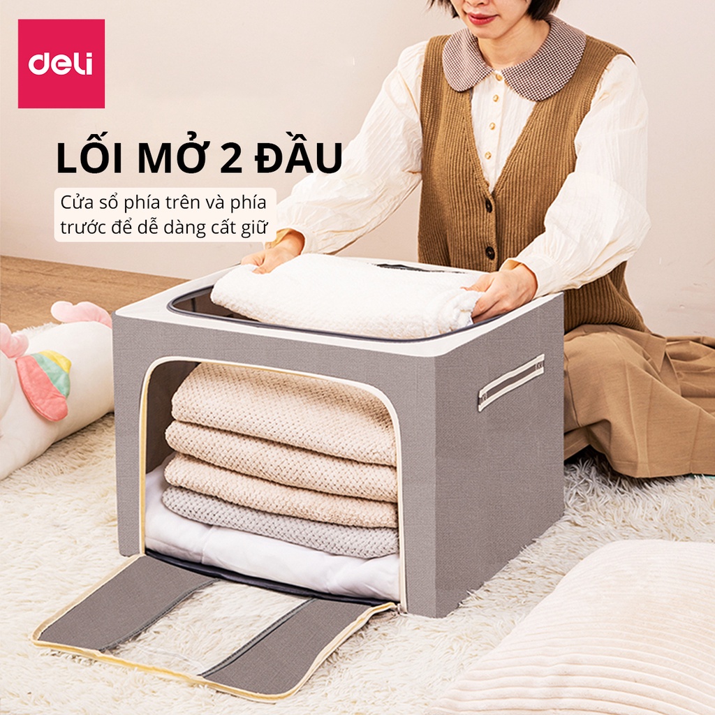 Túi Đựng Quần Áo Khung thép cỡ lớn 66L DELI Vải Oxford Chịu Lực tốt Có Thể Gấp Gọn tiết kiệm không gian Hộp đựng đa năng