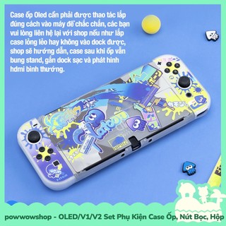 [Sẵn VN - Hỏa Tốc] Oled/V1/V2 Set Phụ Kiện Case Ốp, Nút Bọc, Hộp Băng Dành Cho Nintendo Switch Splatoon 3 Transparent