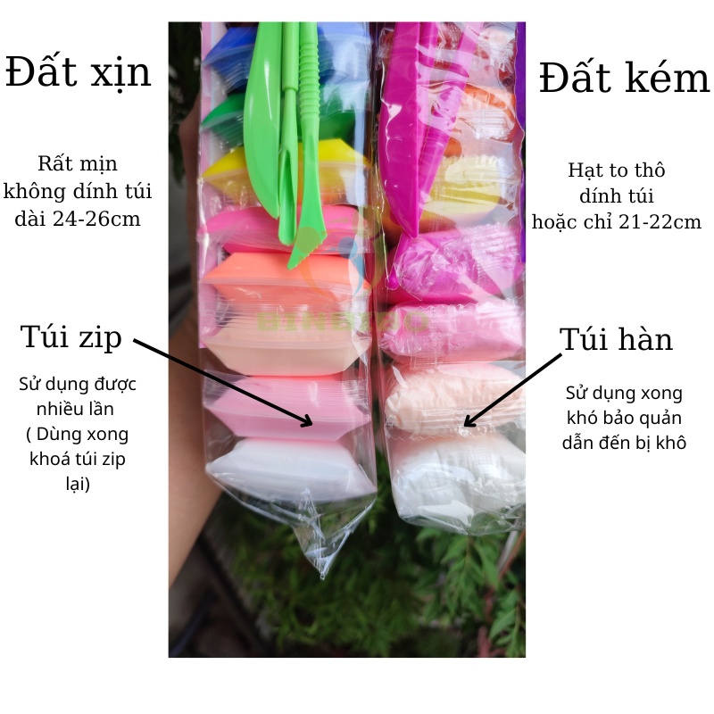 Đất sét tự khô LOẠI XỊN 12 24 36 màu siêu nhẹ không dính tay cho bé -Binbibo