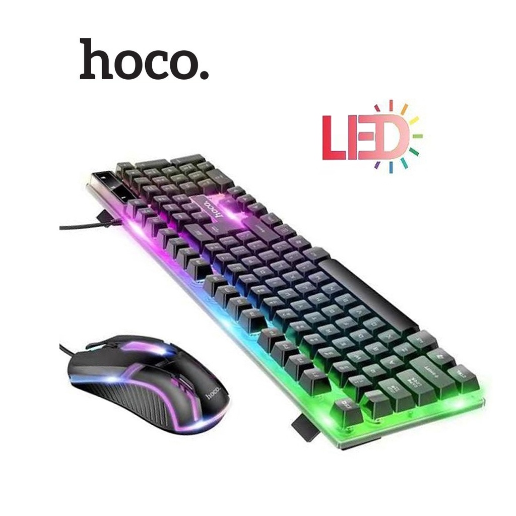 Bộ bàn phím và chuột có dây Hoco GM11 đèn Led 7 màu 104 phím cổng USB ...