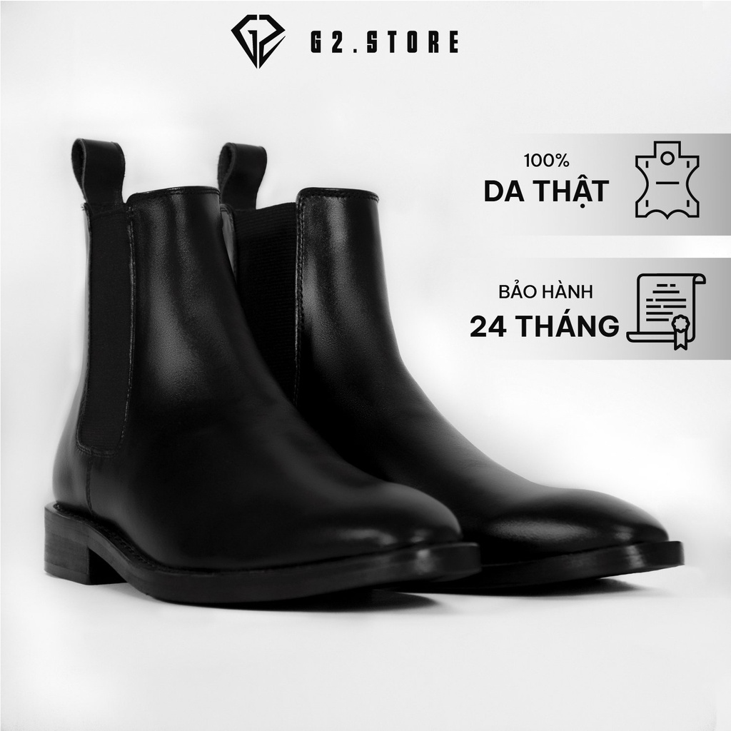 Giày tây nam G2 Manza kiểu boot cao cổ dáng chelsea công sở trẻ trung bằng da bò nappa đế cao 3cm thích hợp đi làm