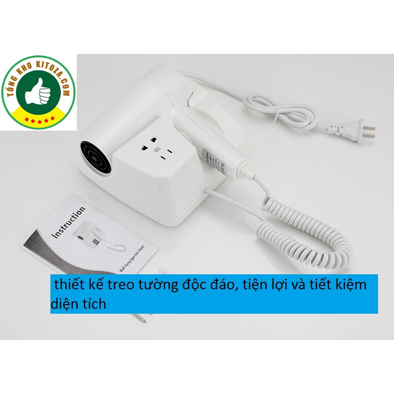 Máy sấy tóc DIEBA gắn treo tường cao cấp có ổ cắm of Korea