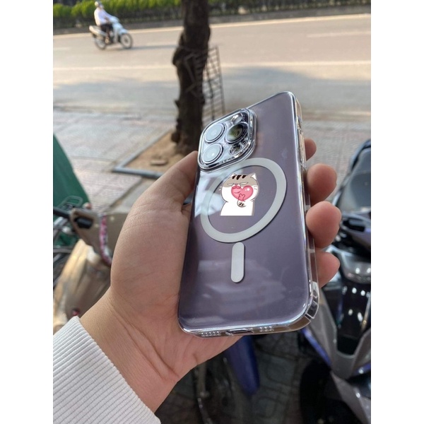 Ốp Lưng iPhone Memumi Nhựa Trong Suốt kèm hỗ trợ sạc ko dây cho iPhone 14 Pro Đến 17 Pro Max