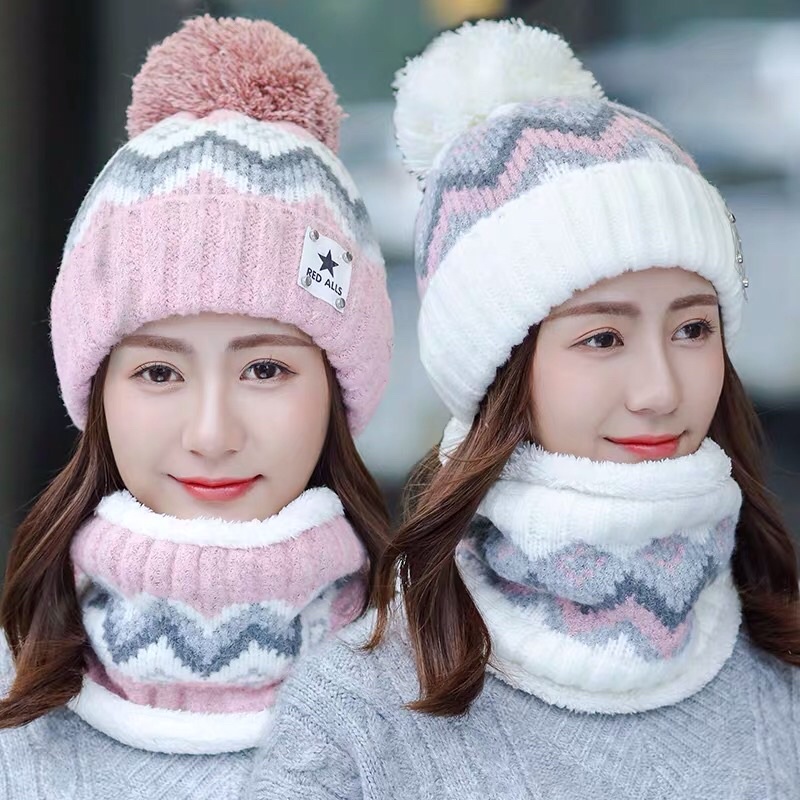 Mũ len kèm khăn quàng cổ - nón len kèm khăn | Shopee Việt Nam