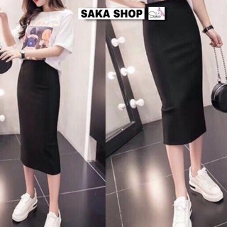 Chân váy công sở ôm nữ dáng dài có sẻ sau vải thun gân dày dặn
