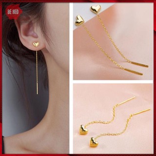 Bông tai titan dài trái tim tua rua - Trang sức Bé Heo BHBT469-2
