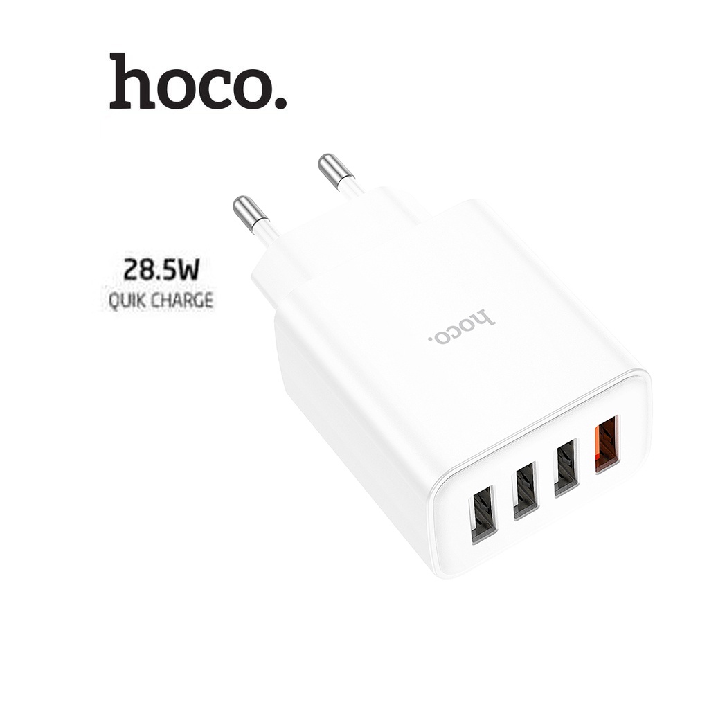 Củ sạc chân tròn Hoco C102A sạc nhanh 28.5W 4 cổng USB , QC3.0 sạc nhiều thiết bị cùng lúc