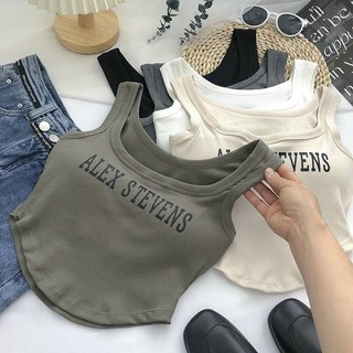Áo Lót Bra Nữ Cotton Tăm In Chữ Trước Ngực Dáng Vạt Tròn Cá Tính mã 858