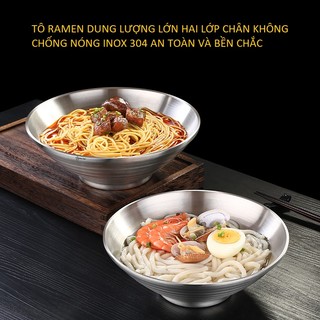 Tô-Bát- Ramen Inox 304 SSGP 20/22cm Với Hai Lớp Cách Nhiệt Chông Nóng An Toàn Tô Ăn Mì Tô Trộn Salad