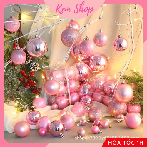 Set 3 quả châu trang trí Noel Giáng sinh Christmas size 4/6/8cm nhiều màu sắc - Kem Shop K284