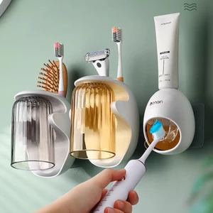 Bộ nhả kem đánh răng tự động/Bộ cốc đựng kèm ống đựng bàn chải