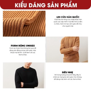 Áo len cổ tròn nam tay dài dáng thụng Hàn Quốc màu dễ phối đồ ABABA tron-ngom7