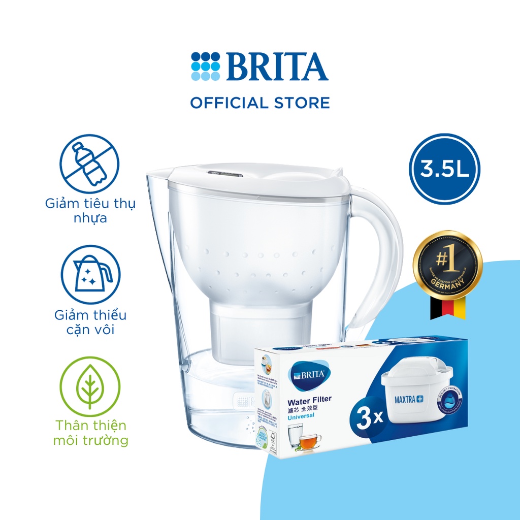 Ảnh Combo bình lọc nước BRITA Marella XL 3.5L + Hộp 3 lõi lọc BRITA Maxtra 4