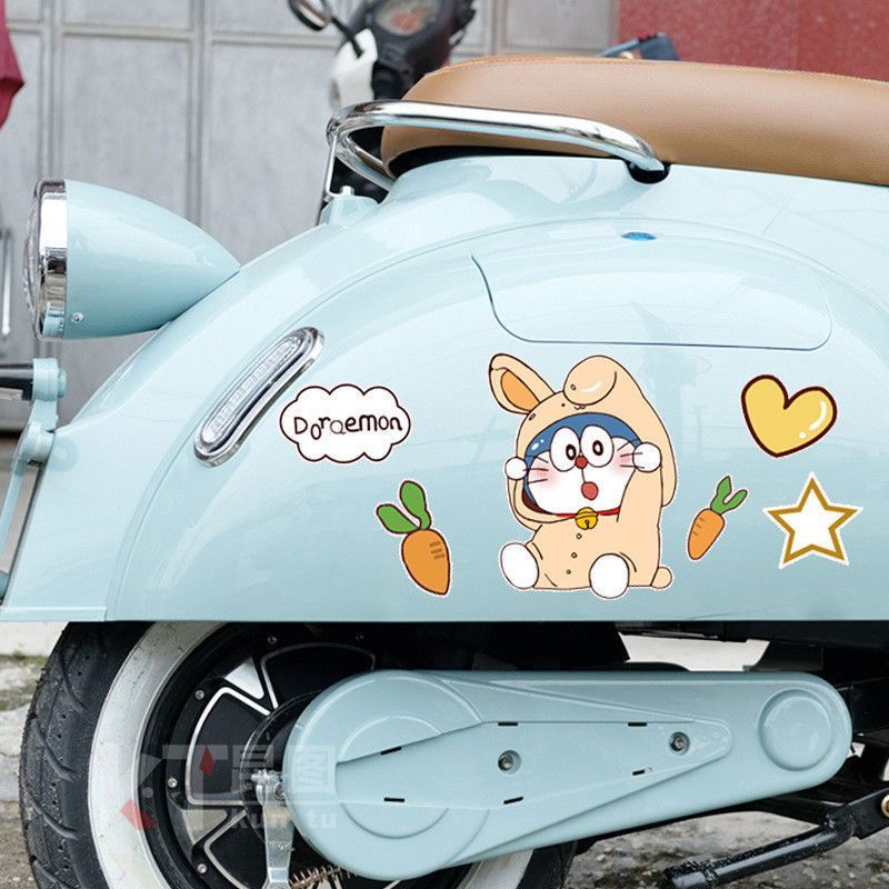 Hl Miếng Dán Trang Trí Xe Hơi / Mô Tô Hình Doraemon Chống Thấm Nước / Trầy Xước