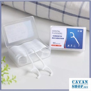 Hộp 50 Cây Tăm Chỉ Nha Khoa Dental Flossers Giúp Làm Sạch Răng, Loại Bỏ Mảng Bám Thức Ăn GD624-TamNK