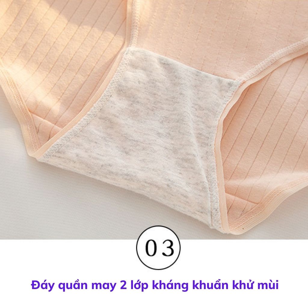 Quần lót nữ cotton kẻ sọc đáy may 2 lớp kháng khuẩn ôm dáng gợi cảm in chữ đẹpdễ thương LANIXA L0763