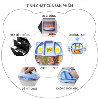Khay ăn dặm 4 ngăn có kèm nắp silicone <không hộp>