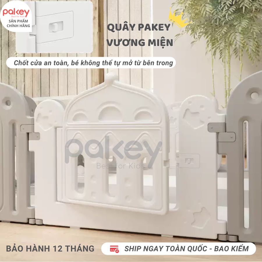 Quây Cũi Nhựa PAKEY Crown Nhật Bản 2026 Tặng Cột Bóng Rổ+ Thảm + 100 Bóng - Quây Nhựa Nguyên Sinh An Toàn Cho Bé