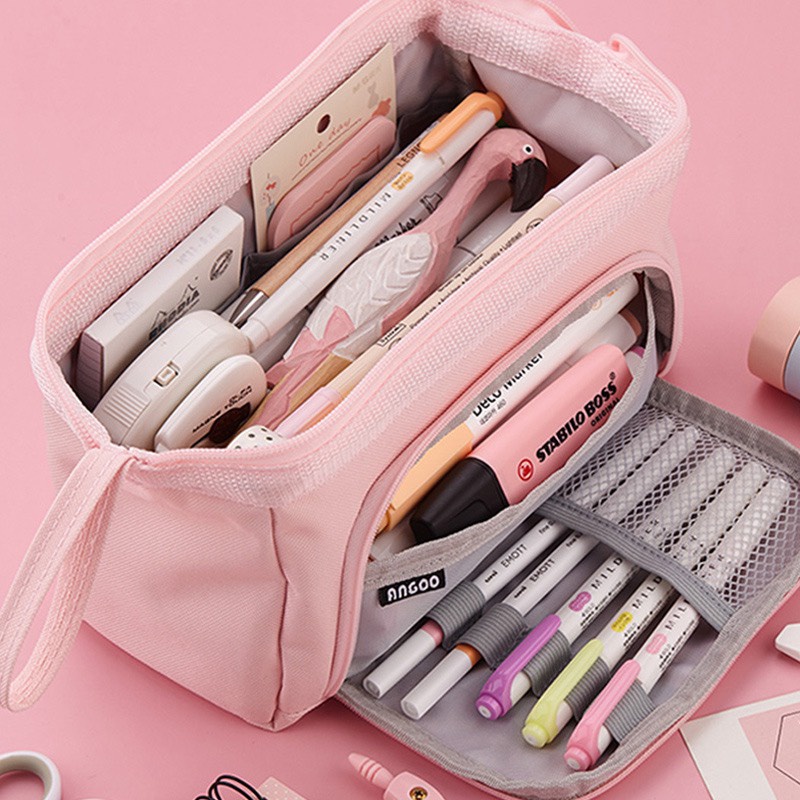Hộp bút nhiều ngăn ANGOO túi đựng bút nhiều ngăn double pen case bóp ...