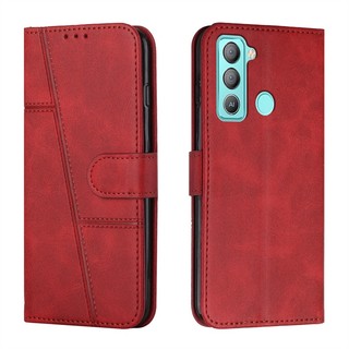 Dành Cho Tecno Pop 5 LTE Pova NEO 2 3 6 Pro Màu Trơn Lật Bao Da Đơn Giản Ví Đựng Khe Cắm Thẻ