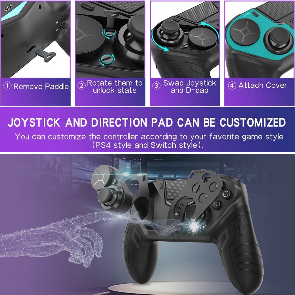 Phiên bản mới nhất Tay cầm chơi Game không dây cho bộ điều khiển PS4 Elite / Slim / Pro Dualshock 4 có nút sau lập trình Turbo