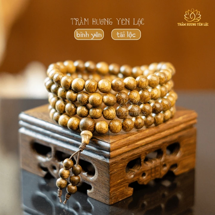 Vòng tay trầm hương 108 hạt [TRẦM HƯƠNG YÊN LỘC] - Vòng trầm hương tốc Việt mùi thơm nhẹ - Vòng trầm hương đủ kích thước