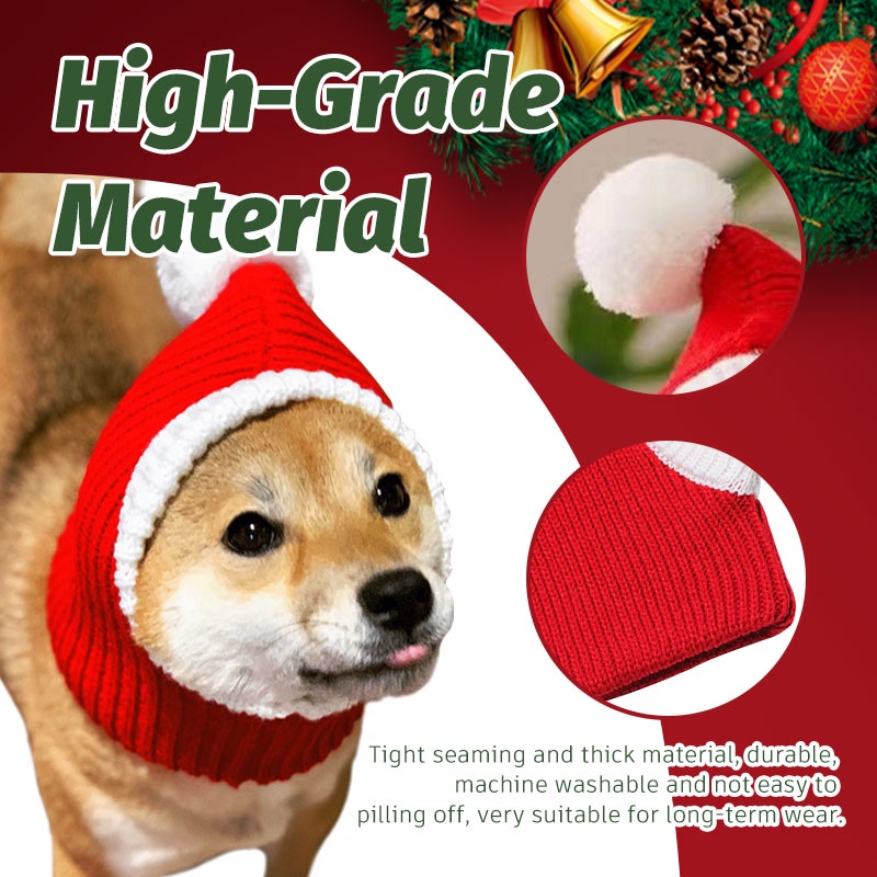 HamshMoc Mềm Cho Thú Cưng Giáng Sinh Mũ Dệt Kim Chó Santa Mũ Thú Cưng Với Pompon Trang Phục Thú Cưng Dễ Thương Ông Già Noel Trang Phục Cho Chó Nhỏ Mèo Con Đồ Dùng Giáng Sinh