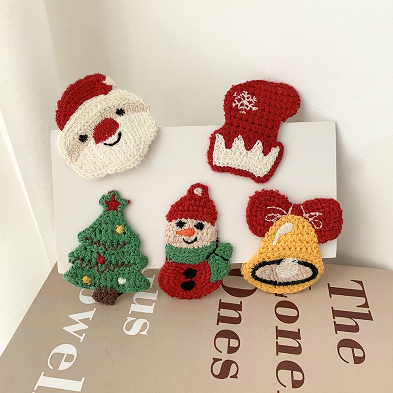 1 Chiếc Kẹp Tóc Mái Bật Đan Len Hình Ông Già Noel/Chiếc Tất/Mũ/ Cây Thông Xinh Xắn Phụ Kiện Tóc