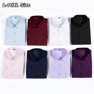 Áo Sơ Mi Tay Ngắn Màu Trơn Co Giãn Tốt Thời Trang Mùa Hè Cho Nam Size Lớn 12XL 10XL 10XL 8XL 7XL