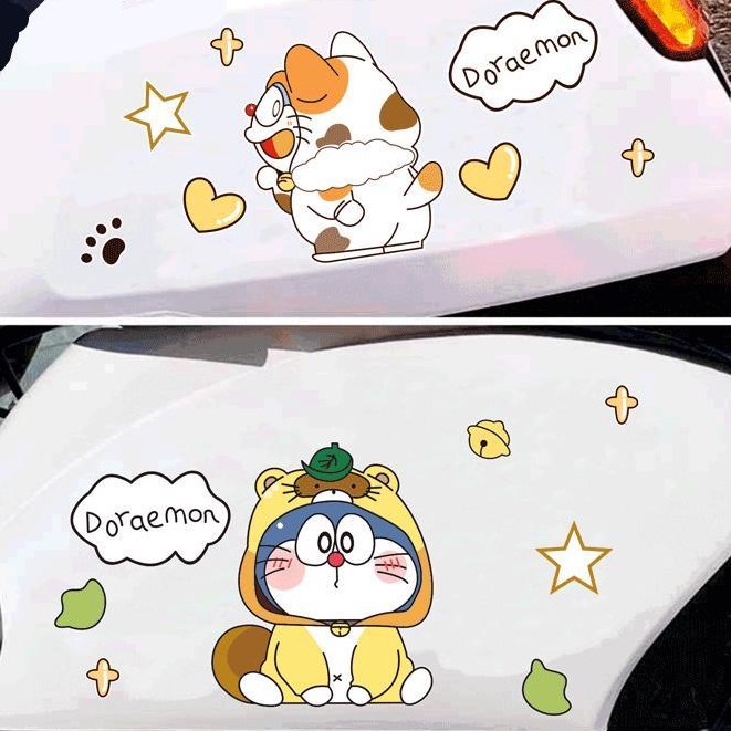 Hl Miếng Dán Trang Trí Xe Hơi / Mô Tô Hình Doraemon Chống Thấm Nước / Trầy Xước