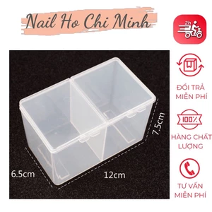 Hộp đựng giấy lau gel 2 ngăn có nắp - hộp nhựa đựng dụng cụ nail chuyên dụng
