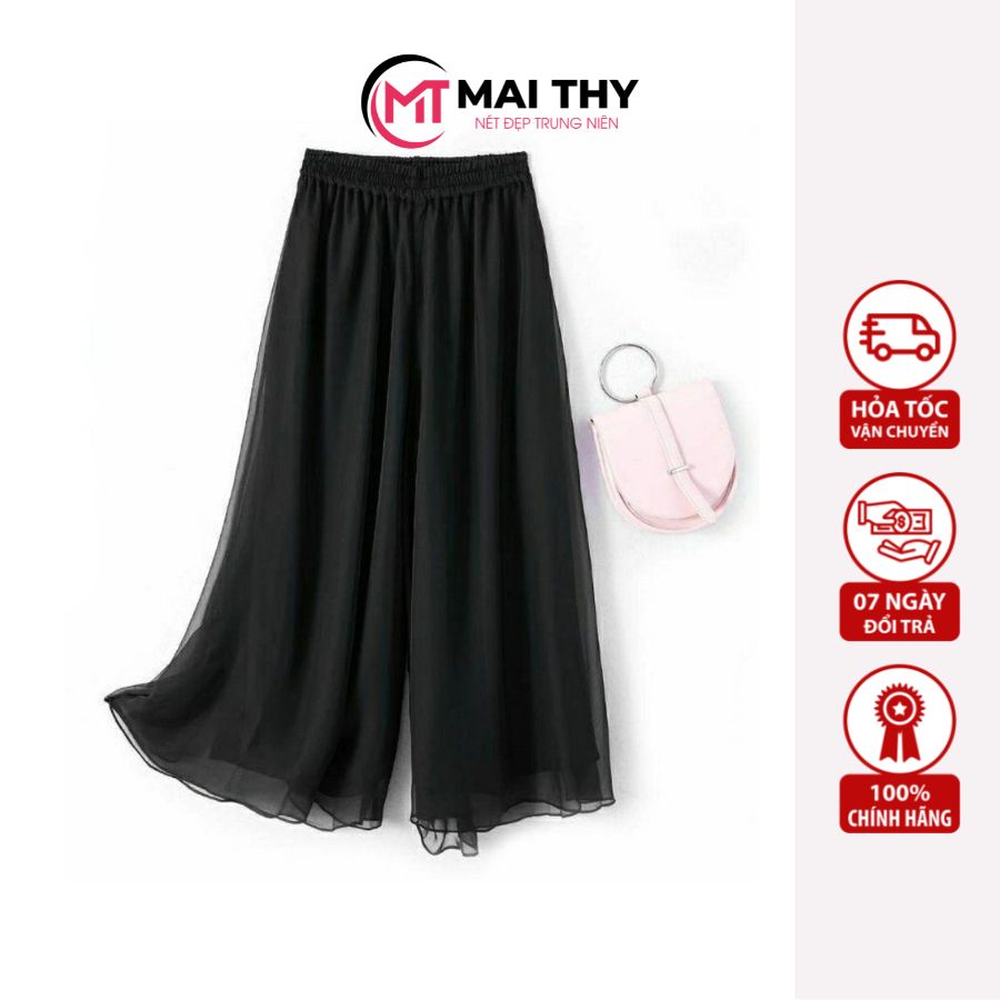 Ảnh Quần Voan Trung Niên MAI THY Q016, Mẫu Quần Dài Nữ Ống Rộng Chất Voan Lụa Sang Trọng Cao Cấp | Thời Trang Trung Niên U40 2