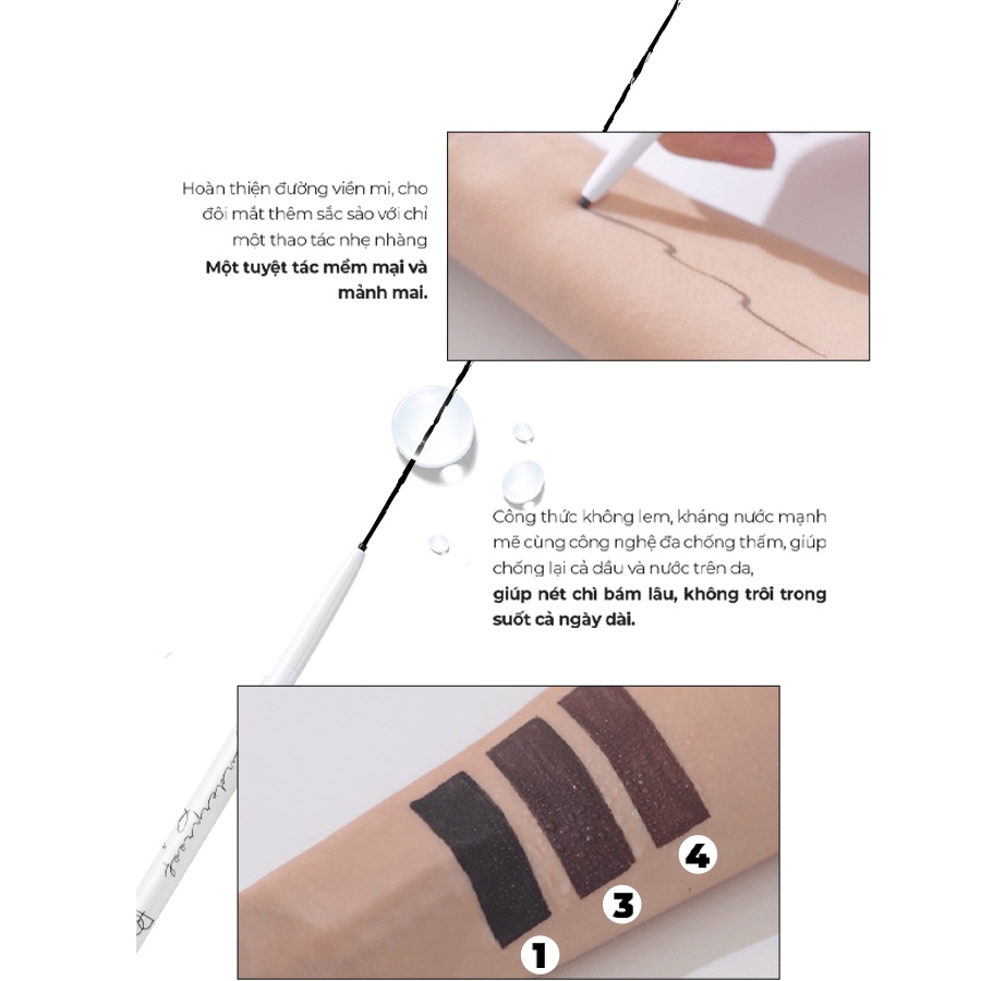 Chì kẻ mắt siêu mảnh lâu trôi Bom Wonderproof Gel Slim Eyeliner 0,1g